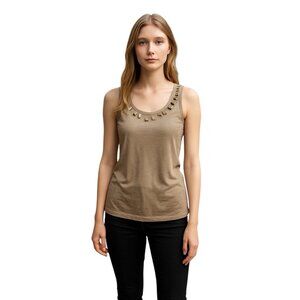 (F-172) The Limited Women Shorts Sleeves Top Size XS‎ Beige Color